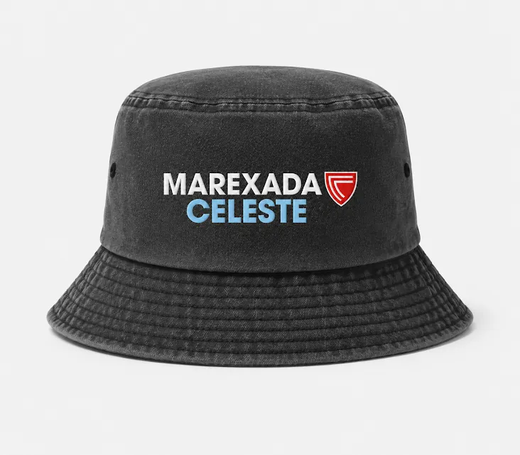Gorro de pescador gris escuro con logo Marexada Celeste